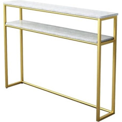 Zzbfhh Konsolentisch mit 2 Ebenen, Aufbewahrungsregal aus Metall, Sofatisch aus weißem Marmor, für Wohnzimmer, Eingangsbereich, 31,4 x 11,8 x 31,4 Zoll