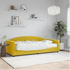 Lapooh 3197282 Day Bed with Mattress Yellow 90 x 200 cm Velvet Sofa Bed Daybed Sofa Bed Sofa Bed Youth Bed Frame Bed Couch