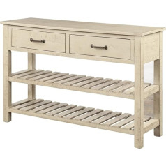 Nizame Contemporary Console Coffee Table, Wall Long Table, 2 Drawers and 3 Tier Shelf with Handle, for Living Room, Entrance Area, Hallway, 45 x 14.9 x 30.7 (Colour: Blue)