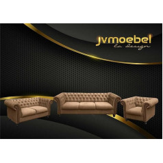 Jv Möbel Chesterfield Design Sofa Set Living Room Furniture Couch 321 Seater Couchen Sofas (Brown)