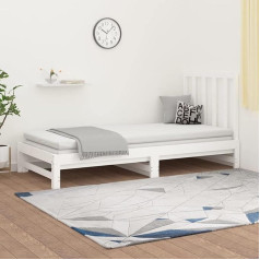 Zeyuan Tagesbett Ausziehbar, Schlafsofa, Couch Mit Schlaffunktion, Bettsofa, Sofabett, Sofa Bed, Schlafcouch, Daybed, Jugendbett, Couch Bett, Weiß 2X(90x190) cm Massivholz Kiefer