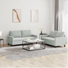 CIADAZ 2-TLG. Sofagarnitur mit Kissen Hellgrau Samt, Loungesofa, Sofas & Couches, Relaxsofa, Couch für Wohnzimmer, Couch Mit Schlaffunktion - 3201496