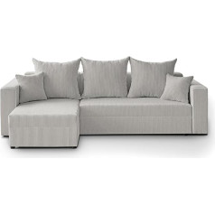 Mars Meble Hamlet L-shaped lounge corner sofa made of corduroy fabric universal sofa bed including sleep function bed box, colour: beige