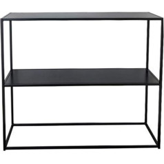 Console Table 2 Tier Narrow Entrance Table for Home with Shelves Iron Sofa Side Table for Bedroom Balcony Flower Shop Black (Size:80*25*8)