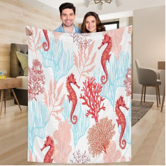Ririx Seahorse Ozean-Überwurfdecke, für Bett, Couch, Sofa, Stuhl, Camping und Reisen, leichte Decke, groß (203,4 x 152,4 cm)