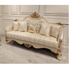 Jv Möbel Sofa 3-Seater Sofa Seat 3-Seater Fabric Living Room Baroque Rococo Textile