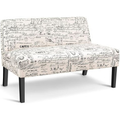 Relax4Life 2-Seater Sofa, Fabric Sofa with Solid Wood Legs, Double Sofa with Backrest, Small Couch, Upholstered Sofa for Living Room, Bedroom, 121 x 66 x 78 cm