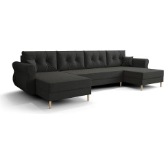 Altdecor Left Corner Sofa with Sleep Function and Bed Box with Gas Lift, Upholstered Couch in L-Shape Arranged on the Left, Really Padded Back, Ideal as a Guest Bed - 300 x 140 x 93 cm, Grey
