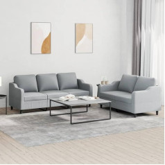 LAPOOH 2-TLG. Sofagarnitur mit Kissen Hellgrau Stoff, Loungesofa, Sofas & Couches, Relaxsofa, Couch für Wohnzimmer, Couch Mit Schlaffunktion - 3201834