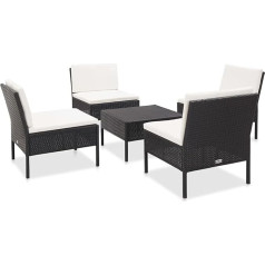 Camerina 5-Piece Garden Sofa Set with Cushions Poly Rattan Black Sofas & Couches with Sleep Function
