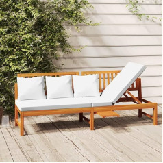 Tanzem Day Bed with Cream White Cushion 200 x 60 x 75 cm Solid Acacia Wood Sofa Bed Daybed Sofa Bed Sofa Bed Sofa Bed Youth Bed Frame Bed Couch 312144