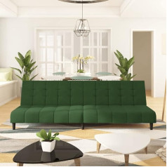 Gecheer 2-Seater Sofa Bed Guest Bed Chaise Lounge Couch Sofa Bed Upholstered Sofa Lounge Sofa Dark Green Velvet