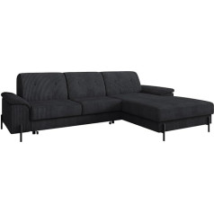 Mirjan24 Eztano Corduroy Corner Sofa with Bed Box and Sleep Function, Upholstered Corner, Sofa Bed, L-Shape Sofa, Couch, Living Landscape (Poso 135, Side: Right)