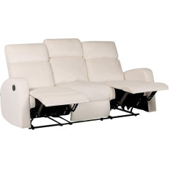 Beliani Verdal Manually Adjustable 3-Seater Sofa Velvet White Cream Relaxing Function Modern