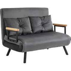 Homcom Sofa Bed, Recliner Chair with Bed Function, Guest Bed with Velvet Look, Back Cushion, Upholstered Sofa with Adjustable Backrest, Dark Grey, 102 x 73 x 81 cm