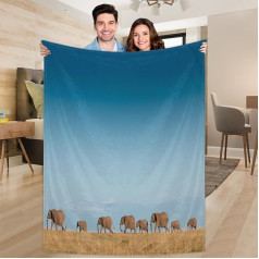 Ririx Überwurfdecke mit afrikanischen Savannen-Elefanten, für Bett, Couch, Sofa, Stuhl, Camping und Reisen, leichte Decke, Größe L (203,4 x 152,4 cm)