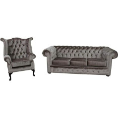 Jvmoebel Chesterfield Couch Upholstery Sofas Classic Sheepskin 3 Seater + Wing Chair 449