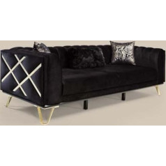 Jv Möbel Schwarz Dreisitzer Samt Couch Wohnzimmer Luxus Couchen Sofa Elegant