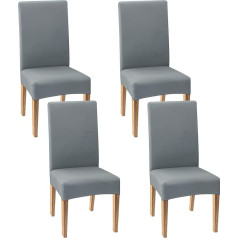 ‎Elecland ELECLAND Grey Chair Covers for Dining Room Chairs, Set of 4, Elastic Dining Chair Slipcovers, Removable Washable Dining Chair Seat Covers, Chair Protector for Kitchen, Dining Room, Hotel (Light Grey,