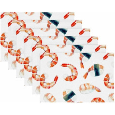 Tbouobt Stoff-Tischsets, waschbare Tischsets für Esstisch, 6er-Set,Aquarell Sushi