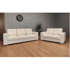 Quattro Meble White Genuine Leather Sofa Set Mallorca Spades Set of 3 + 2 Leather Set Real Leather Couch Furniture Set Large Choice of Colours