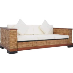 Moonairy 3 Seater Sofa with Cushions, Floor Sofa, Chaise Lounge, Small Sofa, Couch, Cauchsofa, Relaxing Sofa, Sofas & Couches, Living Room Sofa, for Teenager's Room, Brown Natural Rattan
