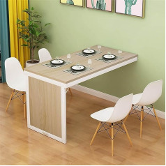 Siocnieqae Folding Wall Table, Space-Saving Floating Desk, Drop Leaf Wall Folding Table, Ecological Solid Wood Plate Structure, Sealing Process, Painted Steel Frame, Folding Tie Rods (Colour: