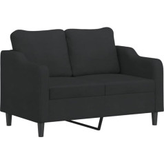 Vidaxl Sofa 2-Seater, Lounge Sofa Couch with Armrests Back Cushion, Living Room Sofa Design Sofa Metal Frame, Seating Furniture Two Seater, Black Fabric