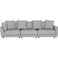 Beliani 3-Sitzer Sofa Stoffbezug grau mit vielen Dekokissen dicken Sitzkissen Sigtuna