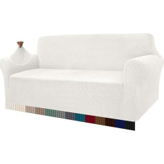 ‎Granbest Granbest High Stretch Sofa Covers, 3 Seater Super Soft Stylish Dog Pet Cat Jacquard Spandex Non-Slip Sofa Slipcover for Living Room Furniture Protector (3 Seater, Cream White)