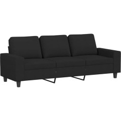 Vidaxl Sofa 3-Sitzer, Loungesofa Couch mit Armlehnen Rückenkissen, Wohnzimmersofa Designsofa Metallgestell, Sitzmöbel Dreisitzer, Schwarz Stoff