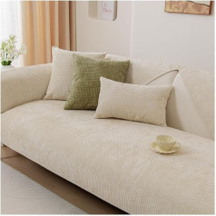 Nuodwell Soft Chenille Sofa Cover for 1/2/3/4 Seater Universal Non-Slip L Shape Couch Cover Thick Sofa Protector Quilted Corner Protector Washable for Living Room (Beige-B, 70x180cm)