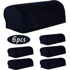 Ezoon Sofa Arm Cover Set Velvet Stretch Wide Armrest Cover Protector Leather Chair Furniture Full Arm Cap Cat Kids Square Couch Slipcover Charcoal 6 Pieces Navy
