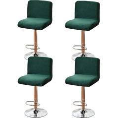 ‎Clgty CLGTY Velvet Bar Stool Slipcovers, Stretch, Removable Bar Chair Covers with Backrest, Space, Washable Stool Cover for Dining Room, Cafe-Green, Pack of 4