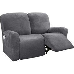 Liegestuhl-Bezüge, Samt, Stretch, 6-teilig, für 2 Kissen, Sofa-Schonbezüge, Möbelbezüge (grau)