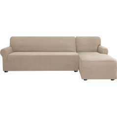 Stretch Sofa Cover L-Shape Spandex Jacquard Fabric Sofa Covers, Non-Slip Furniture Protector (Sand, 1 Seater)