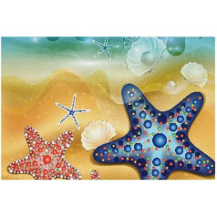 Tbouobt Fabric Placemats, Washable Placemats for Dining Table, Set of 6, Beach Starfish Cartoon Ocean Summer