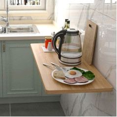 Sleeve Folding Table Wall Mounted Solid Wood Folding Table Folding Heavy Duty Shelf Bench Desk Bracket Computer Desk Kitchen Dining Table for Office/Laundry Room