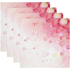 Tbouobt Stoff-Tischsets, waschbare Tischsets für Esstisch, 4er-Set,Rosa Blume Rosenblätter
