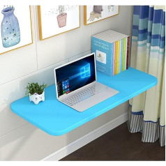 Qjibvzy Folding Wall Table, Laundry Folding Table, Wall Mounted Drop Leaf Tables with Robust Bracket for Home Office, Laundry Room, Study or Kitchen, 120 x 40 cm/47 x 16 inches, Blue