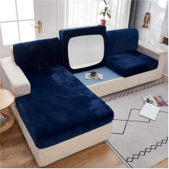 GEBIN Velvet Stretch Sofa Seat Cushion Cover, Sofa Cushion Cover, Stretch Cushion Cover, 1-Piece Sofa Cushion Protective Cover, Furniture Protection (Navy, Chaise Seat)