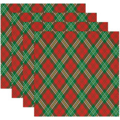Tbouobt Stoff-Tischsets, waschbare Tischsets für Esstisch, 4er-Set,Weihnachtsgitter Plaid Gitter Check