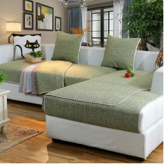 ‎Yangyaya YANGYAYA Section Sofa Blankets, Sofa Towel Covers, Sofa Protector Cotton Linen Non-Slip Decorative Sofa Cover Throw Sets for Living Room Cushion Cover Green 70 x 180 cm (28 x 71 inches) (1 Piece)