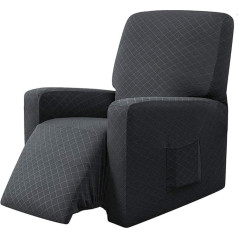 ‎Ebeta EBETA E Armchair Throws, Armchair Protector, Stretch Cover for Relaxing Chair, Complete Protective Cover, Made of Elastic Armchair, Wing Chair (Dark Grey)