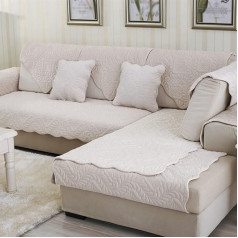 SOGANI L-shaped sofa covers, modern comfort, plush, sofa cover, furniture protection mats, children, non-slip sofa towel, four seasons, beige, 110 x 240 cm