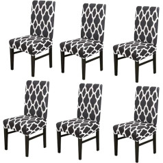 Vinnykud Universal Stretch Chair Covers Set of 4 / 6 Elastic Modern Protector Chair Cover Stretch Chair Cover Geometric Pattern Printing Removable Chair Cover