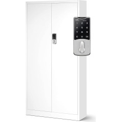 Jan Nowak Filing Cabinet with Combination Lock C003 Metal Cabinet Steel Cabinet Powder Coating 185 cm x 90 cm x 40 cm (White/White)
