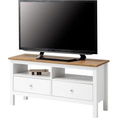 Hagge Home Scandinavian Wooden TV Cabinet Lowboard TV Table TV Table Board Bench Living Room 110 x 37 H55 Small White Brown