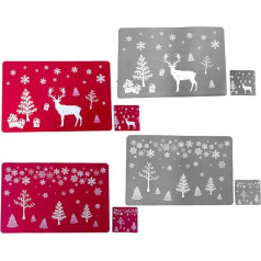 Jojofuny 12-teiliges Set Tischset Für Rentierbecher Saugfähiger Weihnachtsuntersetzer Weihnachtsgetränke Untersetzer Essgeschirrmatte Hot Dish Tischmatte Kind Drucken Pack