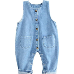 Panegy Baby Denim Overalls Toddler Slim Cute Denim Dungarees Bib Overalls Jumpsuit Washed Cotton Denim Overalls 0-3 Years
